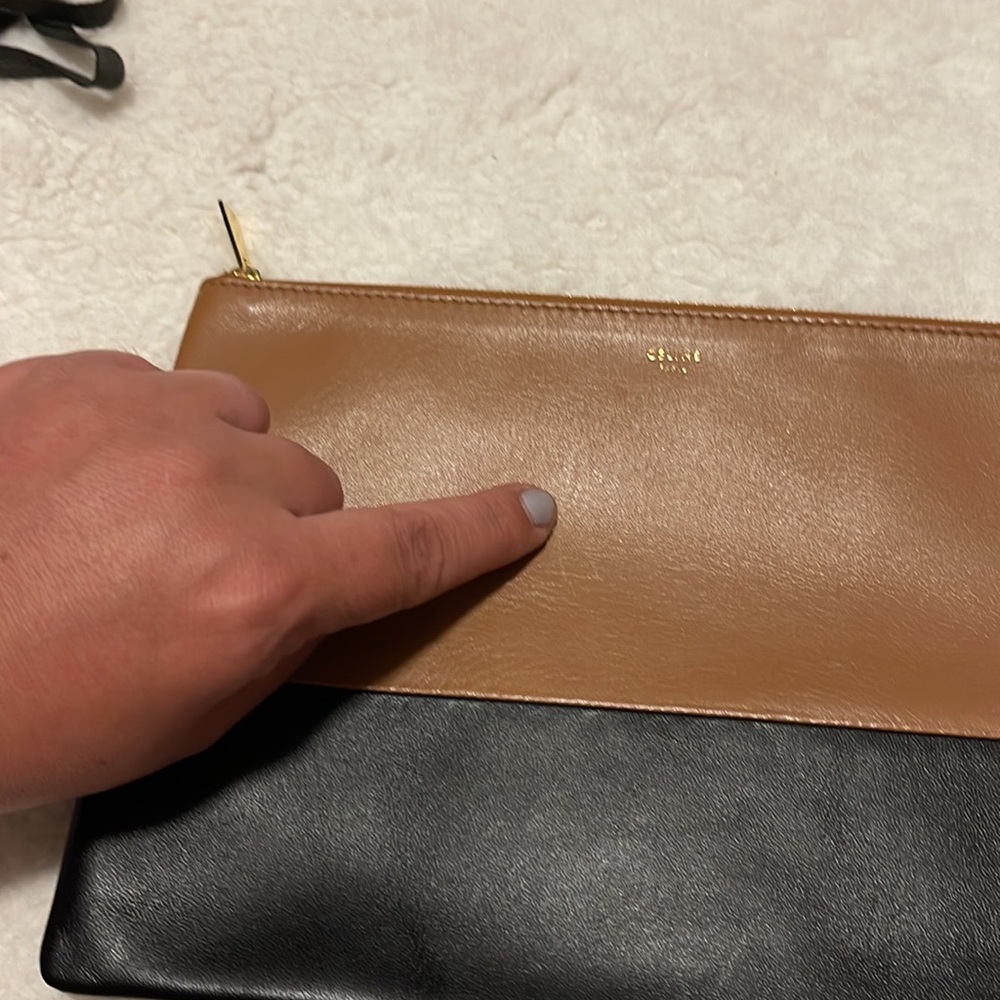 Celine Solo Bicolor Leather Clutch - Picture 8 of 13